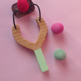 LittleOk Classic Wooden Sling Shot with Soft Felt Balls - Outdoor Fun for Kids and Adults!