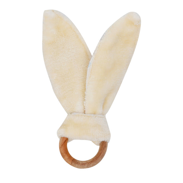 Heart Print Natural Wood Bunny Ear Teether Littleok Wooden toy