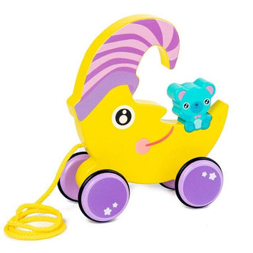 Wooden Moon Shape Pull Rope Toy