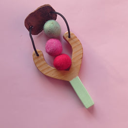 LittleOk Classic Wooden Sling Shot with Soft Felt Balls - Outdoor Fun for Kids and Adults!