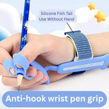 Ergonomic Pencil Grip for Kids (3-9 year) | Writing Posture Correction tool & Handwriting Trainer | Soft Silicone Anti-Hook Wrist Grip | Reusable Pen Holder for Learning difficulties