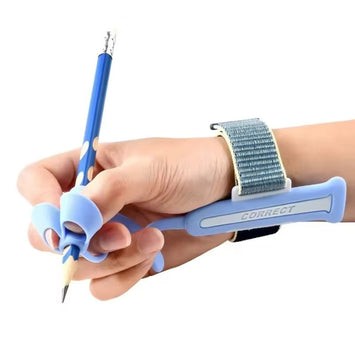 Ergonomic Pencil Grip for Kids (3-9 year) | Writing Posture Correction tool & Handwriting Trainer | Soft Silicone Anti-Hook Wrist Grip | Reusable Pen Holder for Learning difficulties
