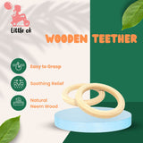 Natural Neem Wood Teether for Babies - Soothing, Antibacterial, and Easy to Grasp (2Pcs/Set)