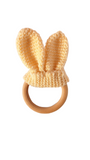 Wooden bunny ears teether, bunny ears crochet teether