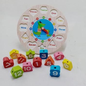 Wooden Shape/Colour Sorting Geometry Clock