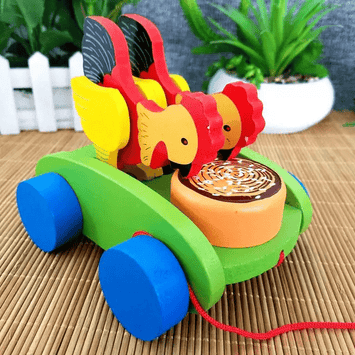 Wooden Hen And Rabbit Pull Toy