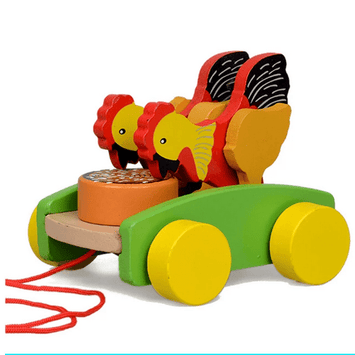 Wooden Hen And Rabbit Pull Toy
