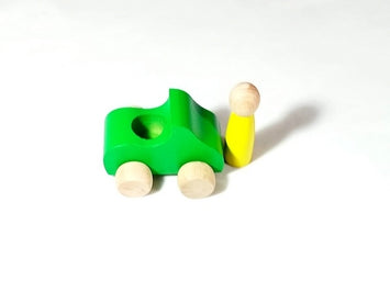 Wooden Car with Peg Doll Driver Toy (Random Colour)