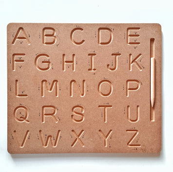 capital alphabet tracing board with pencil