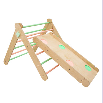 2 in 1 Foldable Pikler Triangle with Slider and Climber for Toddlers