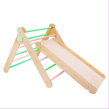 2 in 1 Foldable Pikler Triangle with Slider and Climber for Toddlers