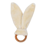 Heart Print Natural Wood Bunny Ear Teether