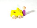Wooden Car with Peg Doll Driver Toy (Random Colour)