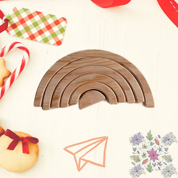 Unfinished Pine Wood Rainbow Stacker (6 pcs) / DIY Wooden Rainbow