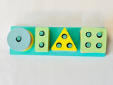 Wooden Shape Sorter and Staking Toy (Pastel Colour)