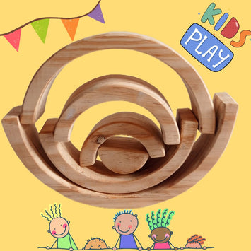 Unfinished Pine Wood Rainbow Stacker (6 pcs) / DIY Wooden Rainbow