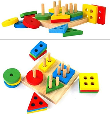 Multicolour Wooden Shape Sorter Toys